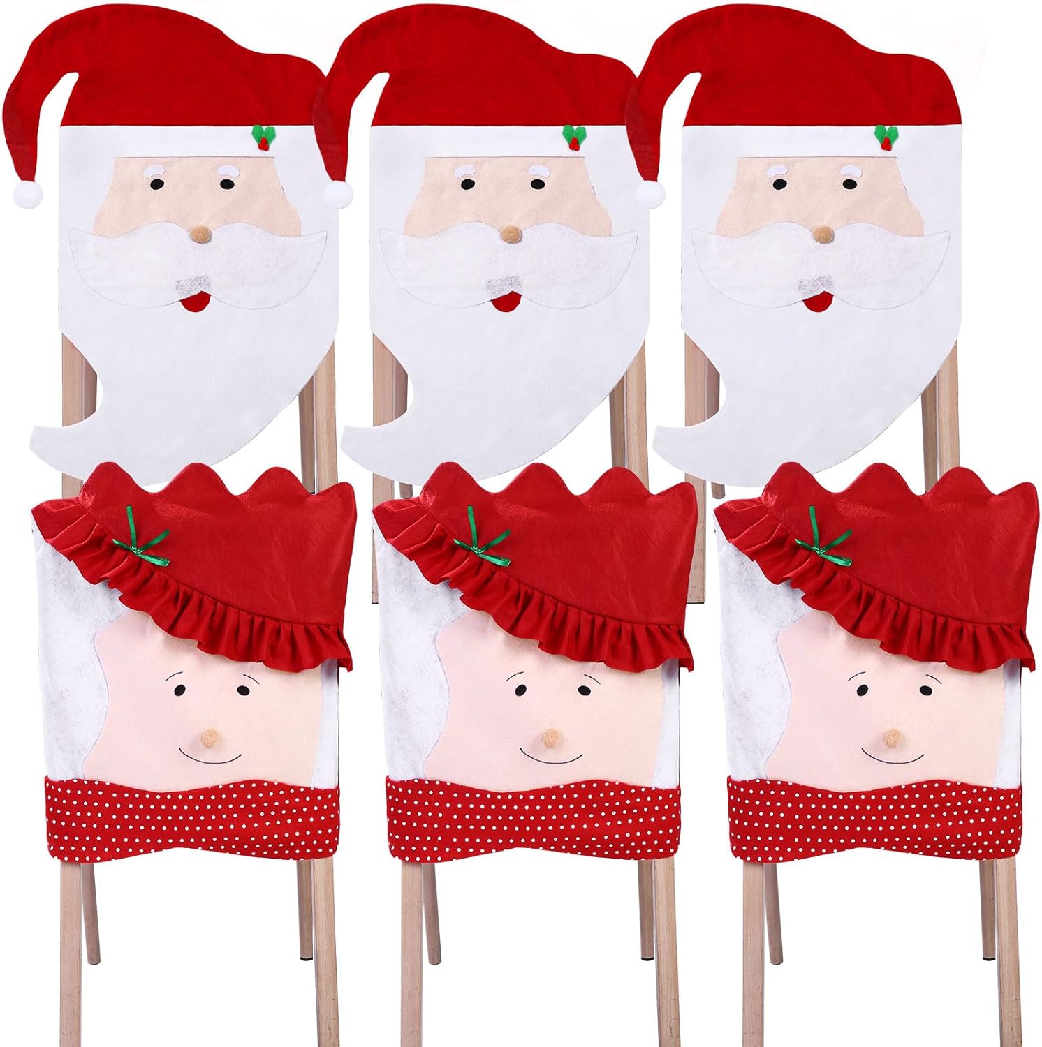 Buryeah Christmas Chair Back Covers Set of 6 Santa Claus