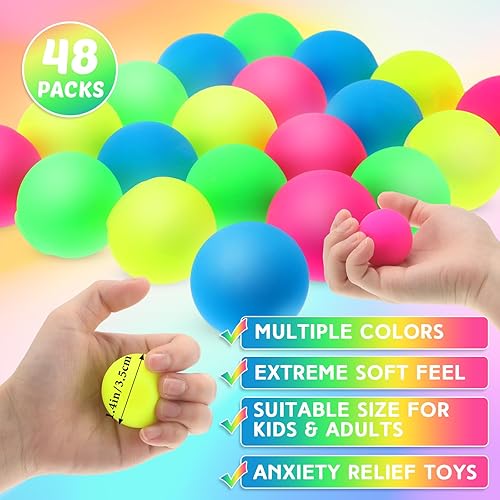 Miniatura 6 de 24 bolas de estrés de aumento lento para adultos y niños, bolas sensoriales elásticas de 1.38 pulgadas, mini bolas elásticas para aliviar el estrés