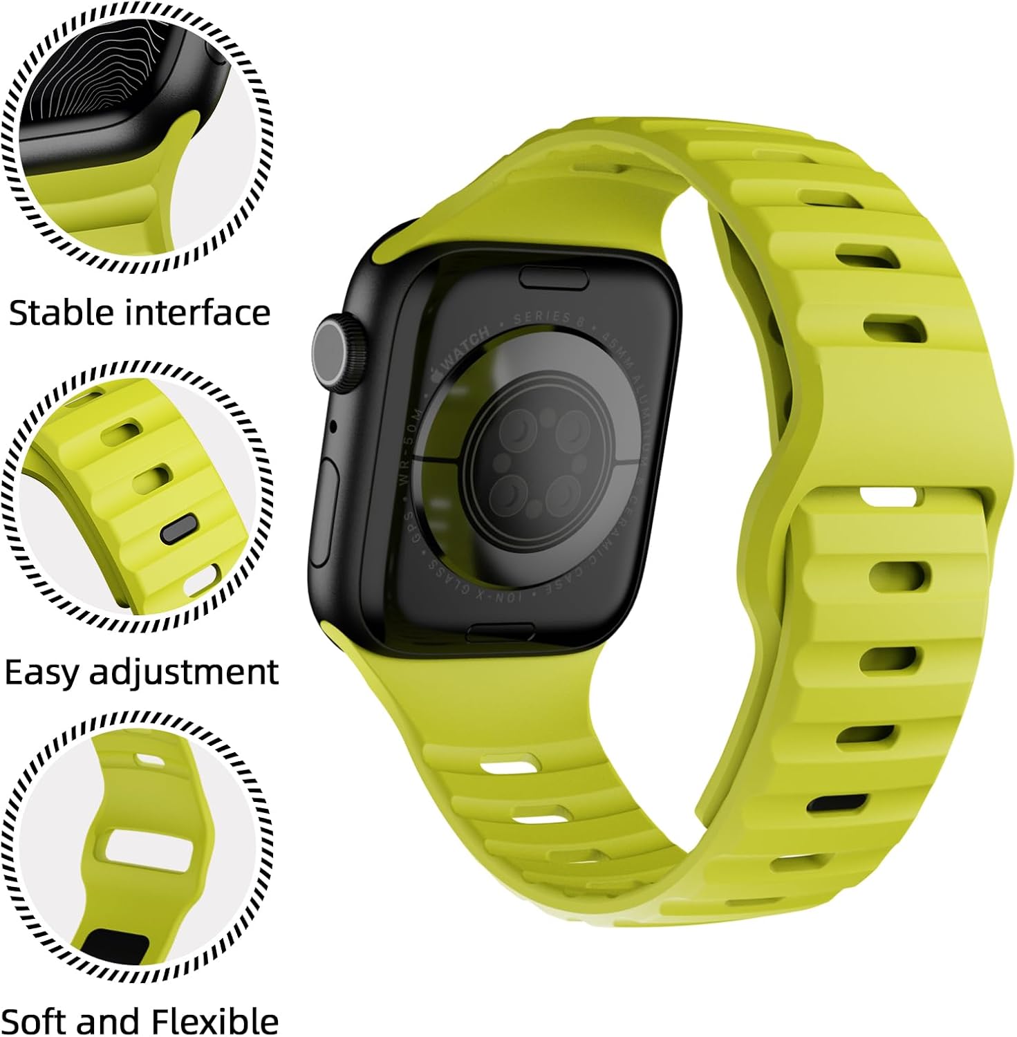 Soft Silicone Waterproof Strap Compatible with Apple Watch Ultra Band 49mm 46mm 45mm 44mm 42mm 41mm 40mm 38mm,Men Women Sport Bands for iWatch Series 10 9 8 7 6 5 4 3 2 1 SE Ultra - Image 2