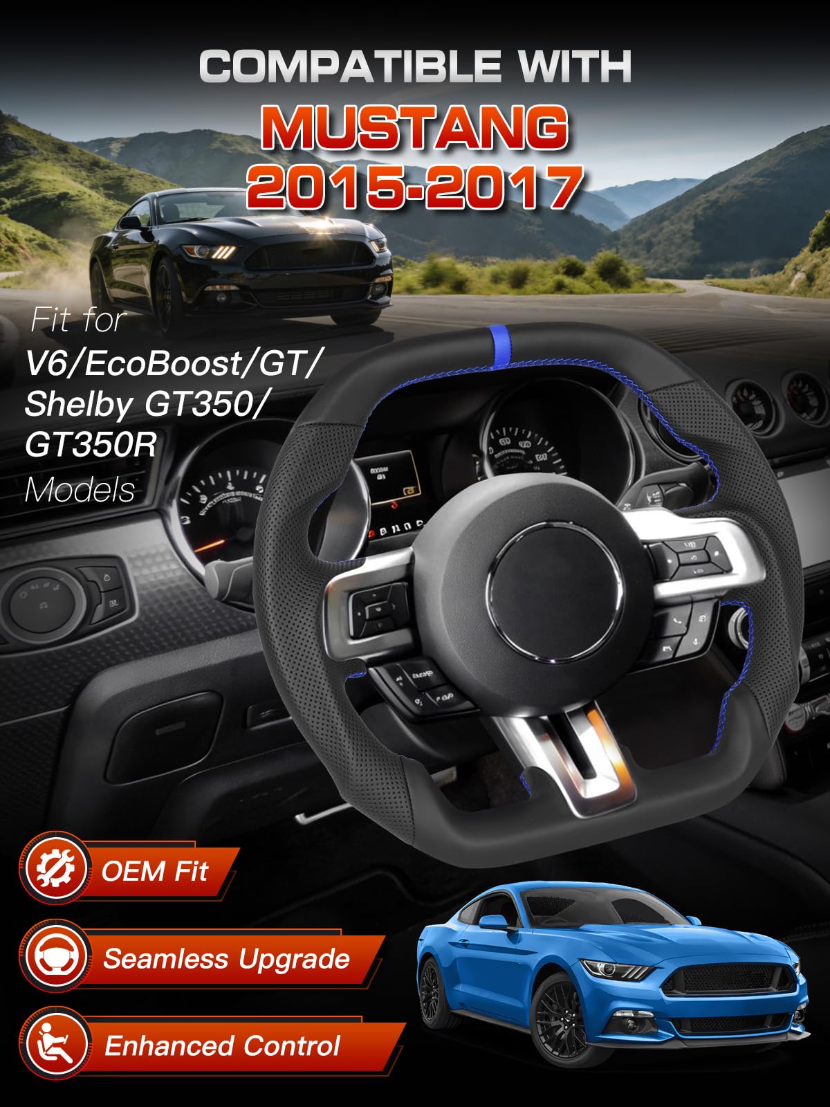 Amazon | TESFEEL ステアリングホイール フォードマスタング (EcoBoost