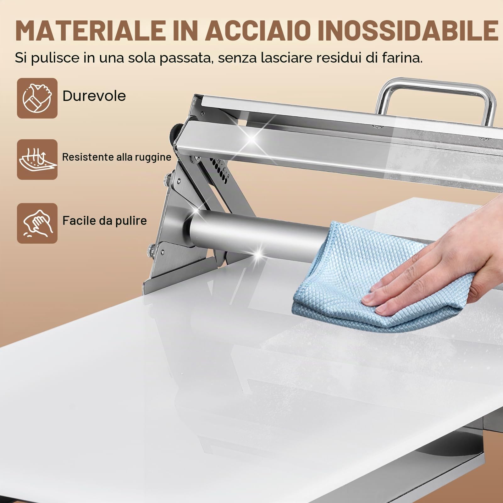YUCHENGTECH Sfogliatrice Pasticceria Manuale Pieghevole 30cm | Sfogliatrice Manuale in Acciaio Inossidabile,Spessore Regolabile da 2,5 a 25 mm per Croissant Pasta Sfoglia Pizza