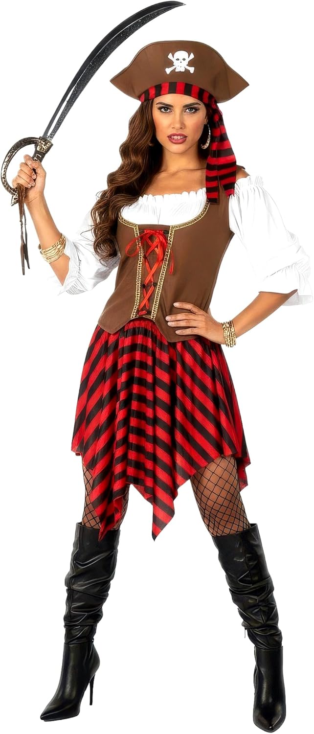 open lace back dress Amazon.com: Focupaja Pirate Costume Accessory Set for Women & Men - 5PCS  (Women) & 6PCS (Men) - Halloween, Party, Cosplay - Red, Black, Striped -  One Size main image 1