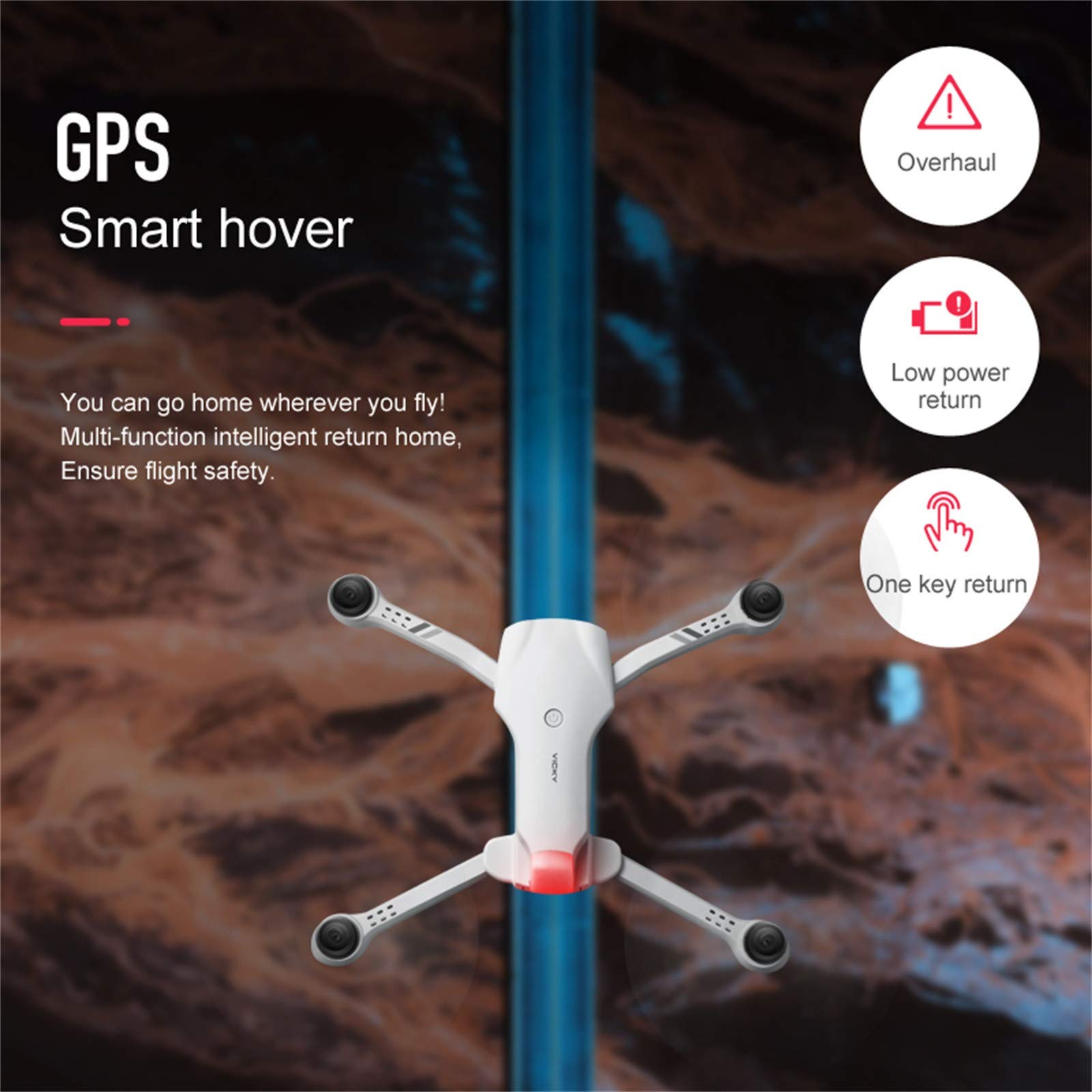 Drone avec Caméra 4K 2.4G/5G WiFi FPV Télécommande WiFi APP, 25 Minutes, Voler par Trajectoire, Maintien d'altitude, 3 Modes de Vitesses, pour Débutants&Professionnels, Facile à Diriger (2.4G Wifi)