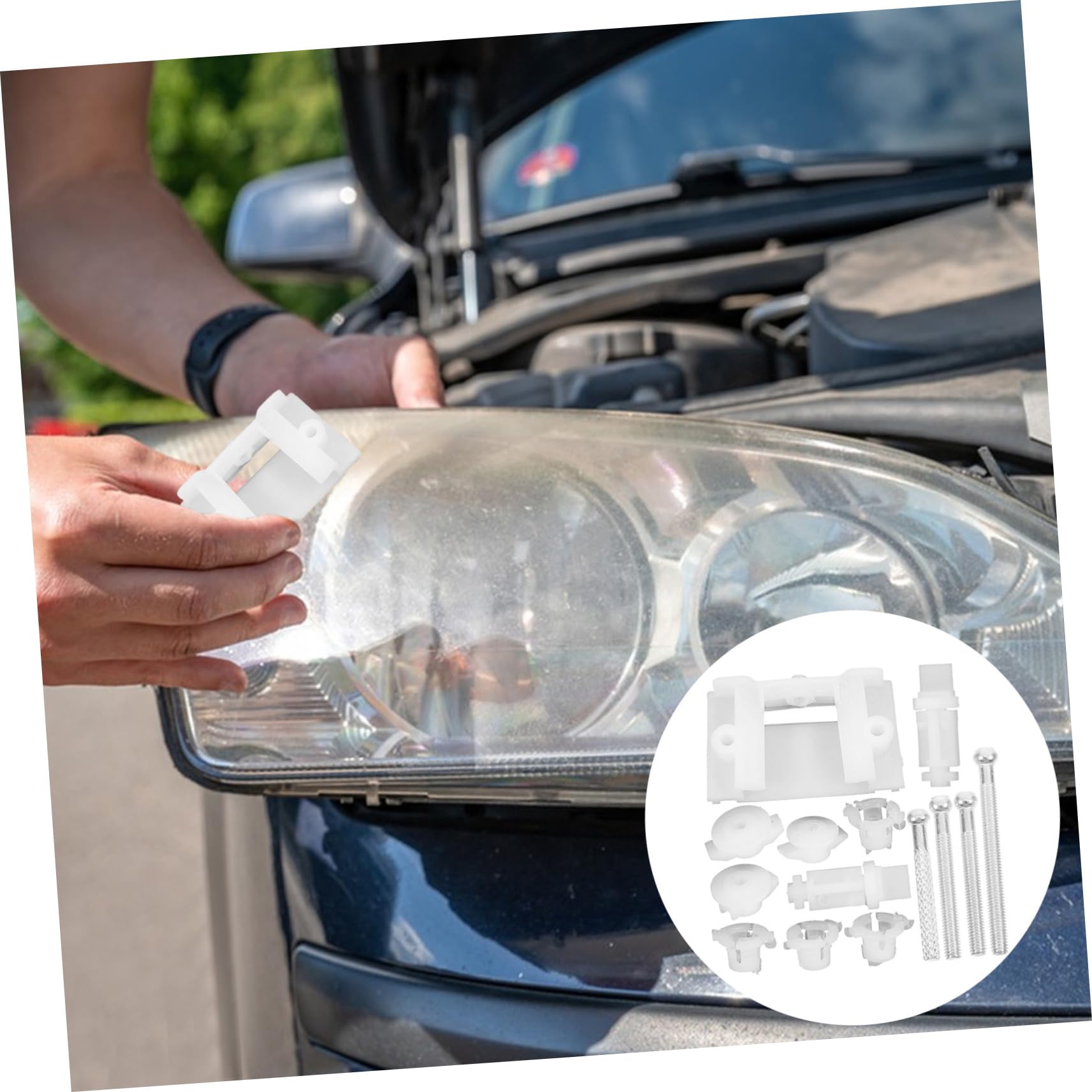 FUNOMOCYA 4 Sets Car Headlight Adjustment Screw Set Top Adjusting Clip Sturdy Plastic Iron Quick Repair Solution