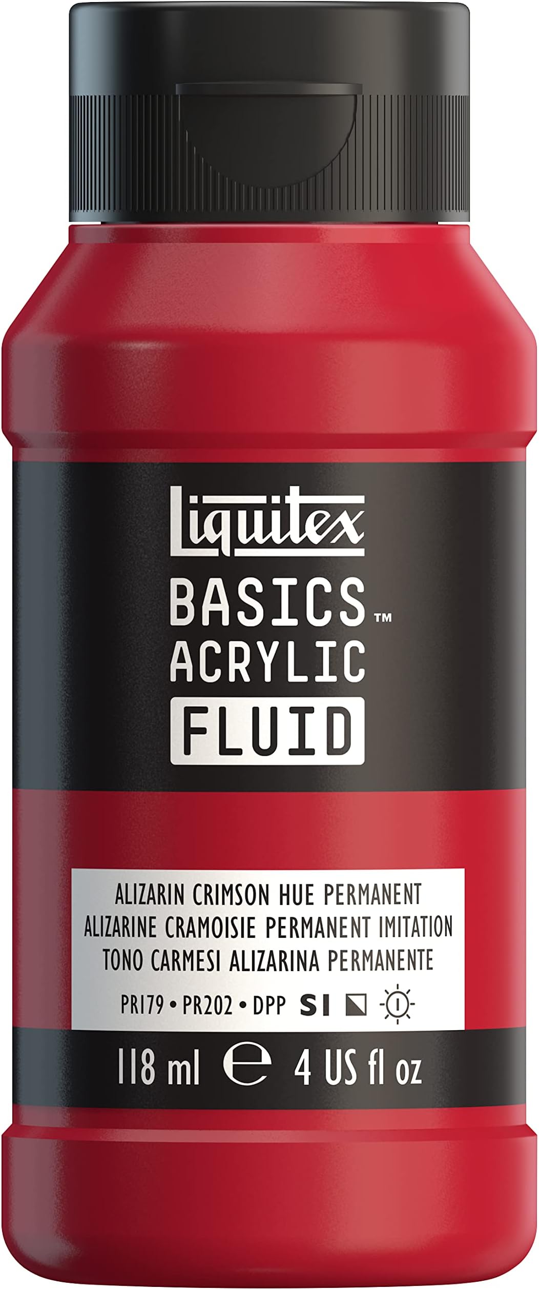 Liquitex Basics Acrylic Fluid, 118ml Bottle, Alizarin Crimson Permanent Hue