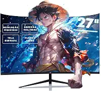 Monitor Gamer LED Curvo, 27 Polegadas, Full HD, 100Hz, 1ms, Preto