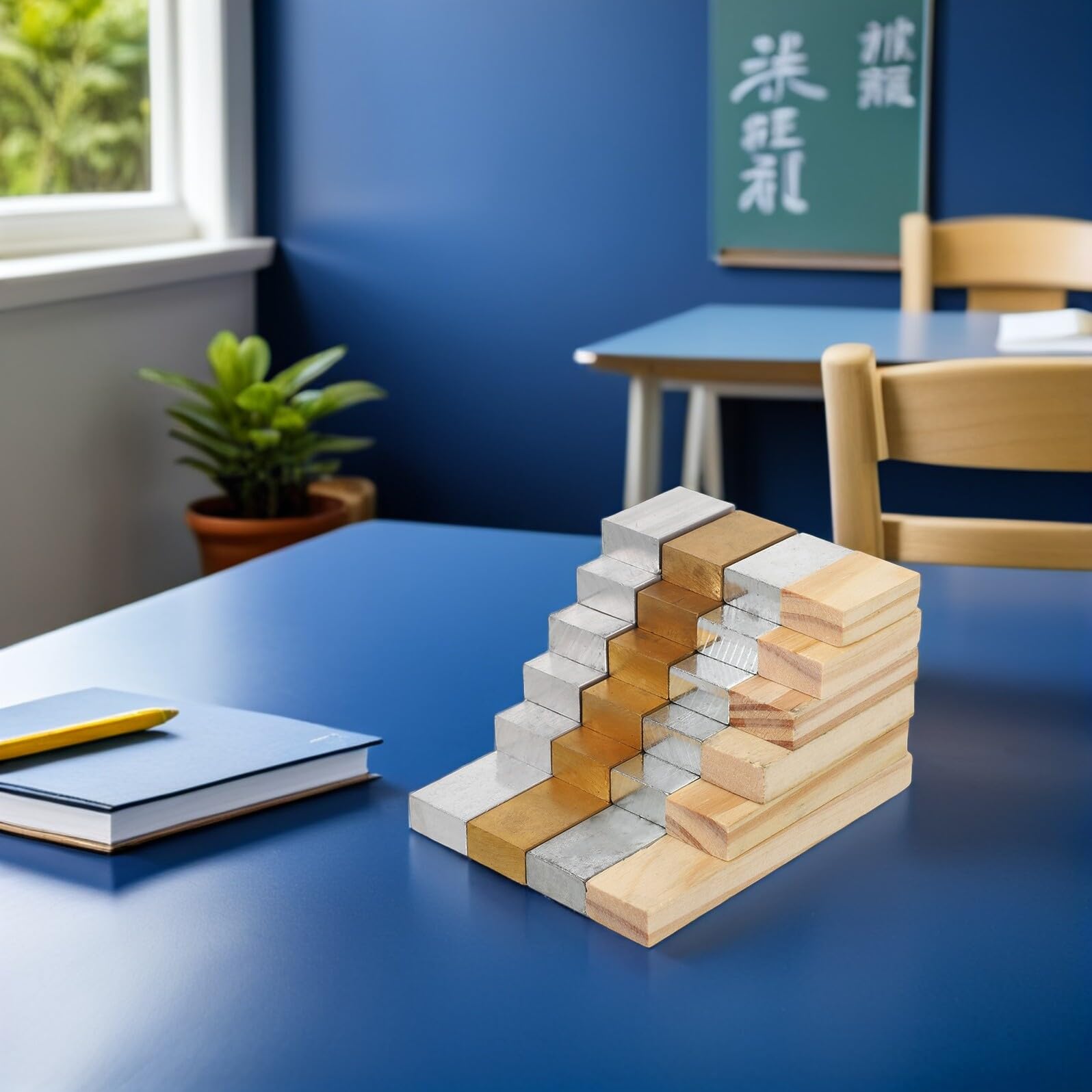 MAGICLULU 24pezzi Kit di Blocchi di Densità Fisica per Scuola Rame Ferro Alluminio e Legno Blocchi Rettangolari per Esperimenti Scientifici Attrezzatura da Laboratorio per Insegnamento