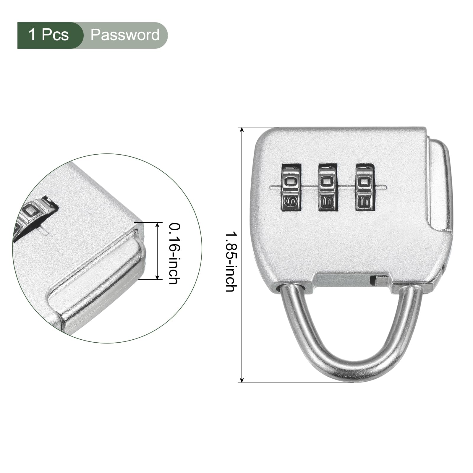 YOKIVE 1 Set 3 Digit Combination Padlock with Security Cables, Outdoor Padlock Steel Lock Chains, Silver, 3Ft - Image 2