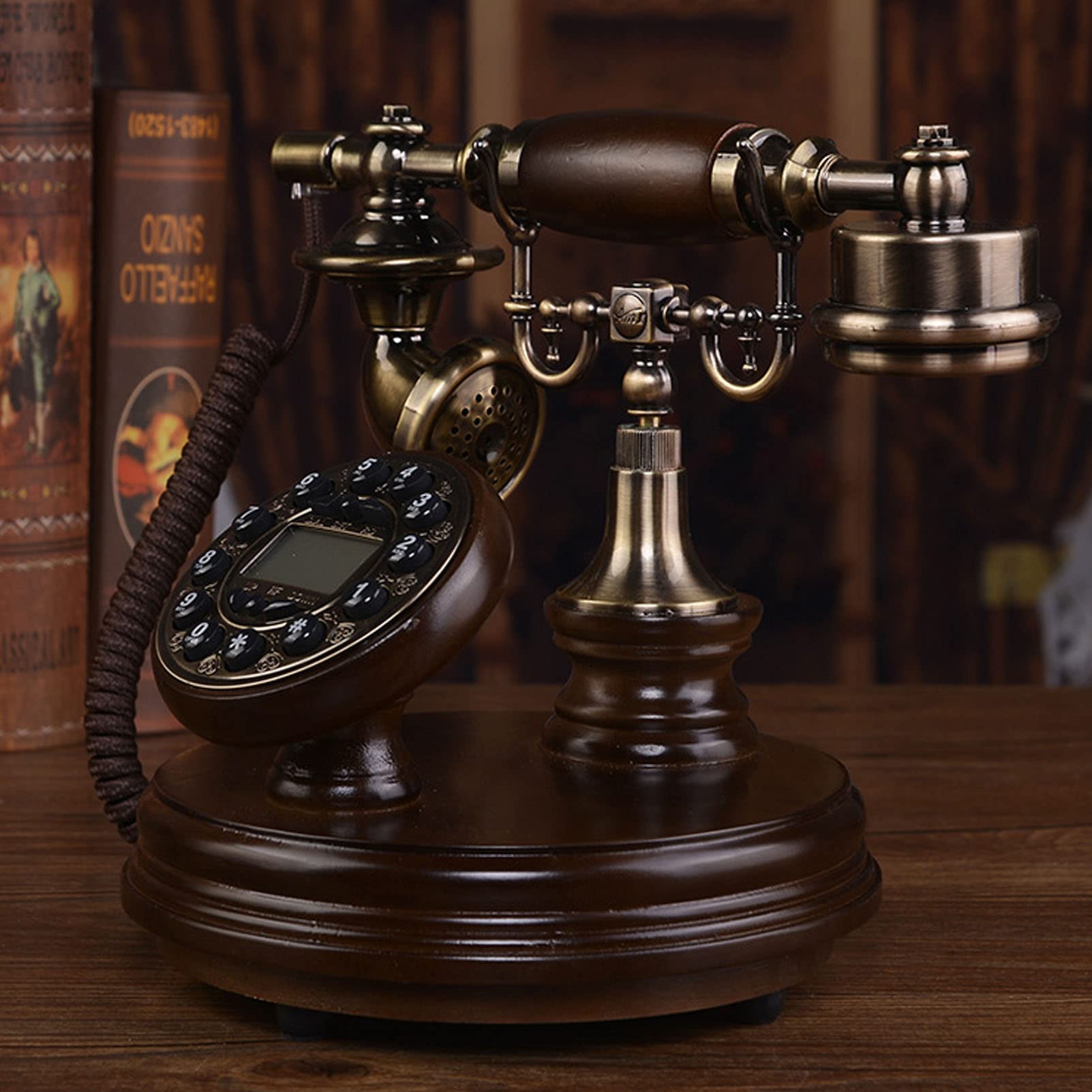Telefono Vintage a Pulsanti, suonerie in Resina Telefono con quadrante Vecchio Stile Telefono Fisso Vintage in Resina Telefono in Stile Classico per la casa e l'arredamento