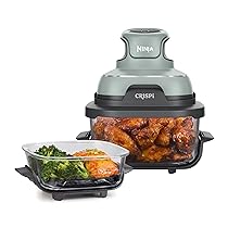 Ninja CRISPi Friggitrice ad Aria Portatile, 3.8L, 4 in 1: Frittura, Cottura Arrosto, Mantiene Cibo Caldo e Croccante, Compatta, 2 Contenitori Vetro Rimovibili, 1700W, Verde FN101EUSG