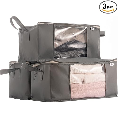 3Pack Clothes Blanket Storage Organizer Set with Reinforced Handle