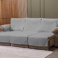 Capa Impermeável Para Sofá Retratil de 3 Lugares de 80cm Cada - 2,40m x 2,40m Com Bolso Organizador (Cinza)