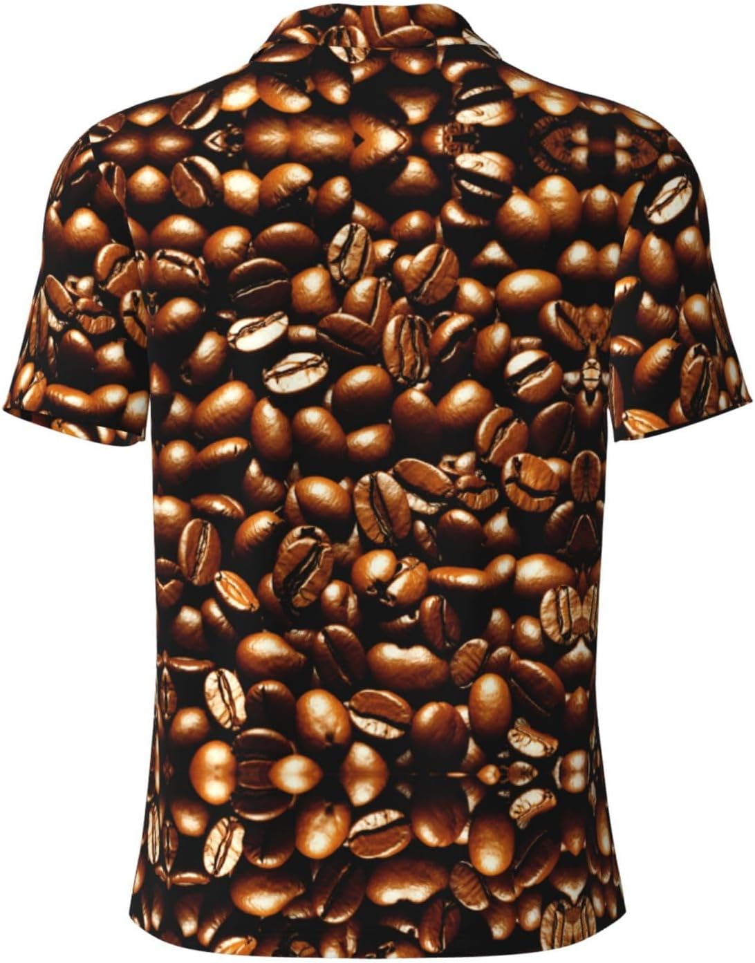 Funny Roasted Coffee Beans Print Men's Polo Shirts, Short Sleeve Golf Shirt, Moisture Wicking Athletic Casual T-Shirt