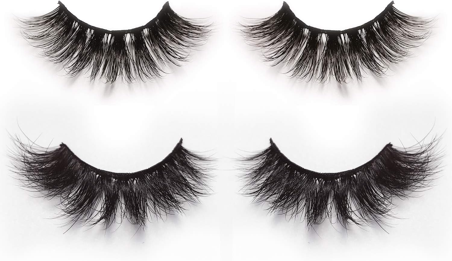 3D & 4D False Eyelashes Pack of 2 Pairs, Long & Thick Handmade Fake Lashes in Dramatic & Natural Look Style
