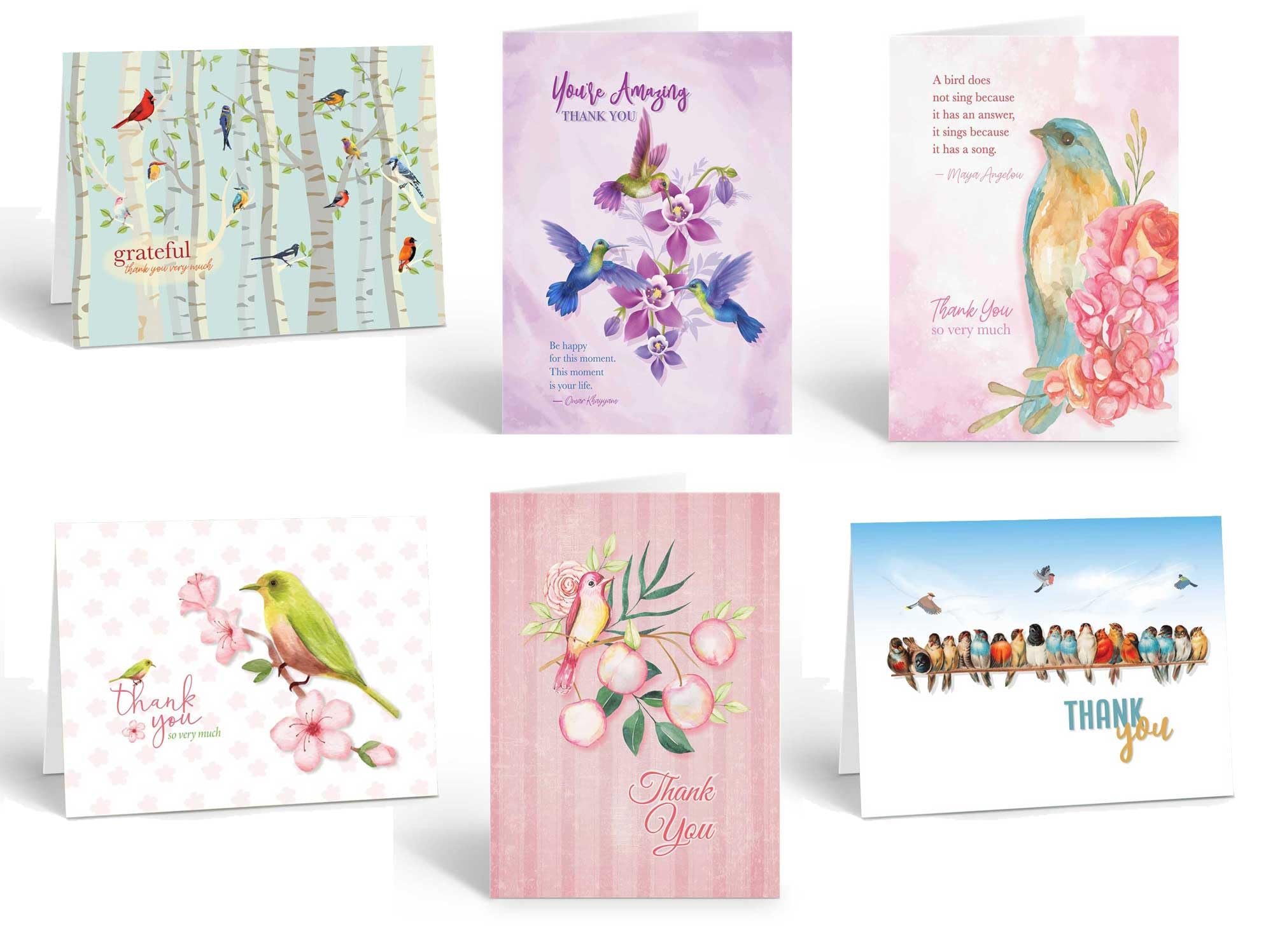 Stonehouse Collection | Assorted Bird Note Cards | Variety of Bird Thank You Cards | Correspondence Cards with Envelopes | Baby Shower, Birthday Party, Bridal Shower | 12 count (Assorted 1)
