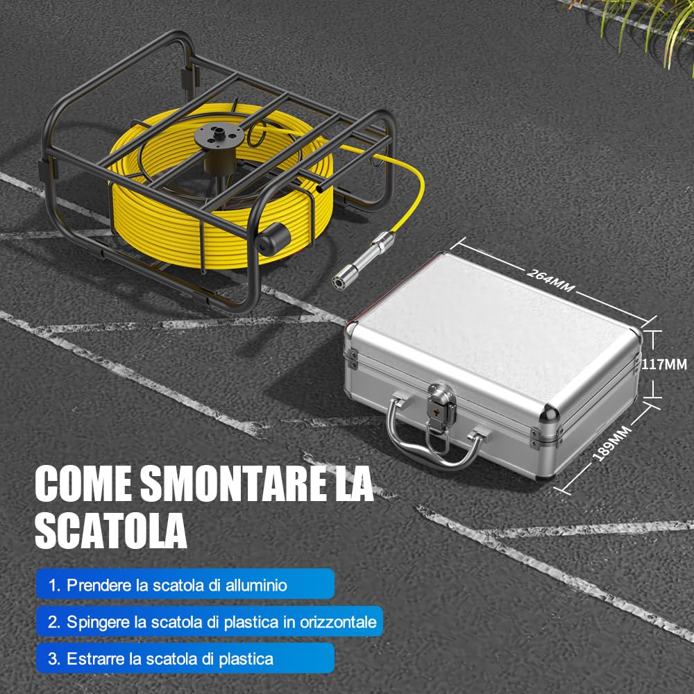 Telecamera Ispezione Tubi 30 Metri 9" Monitor DVR Registrazione Telecamera Ispezione tubo, IP68 Sistema Endoscopico Videoispezione Industriale di Scarico Della Conduttura Fognaria con 8PCS LE