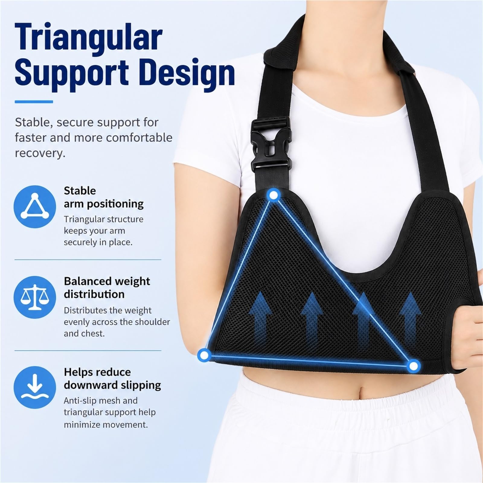 Cabestrillo para Brazo de Malla Transpirable e Inmovilizador de Hombro con Correas Ajustables para Lesiones de Manguito Rotador y Fracturas para Hombre y Mujer