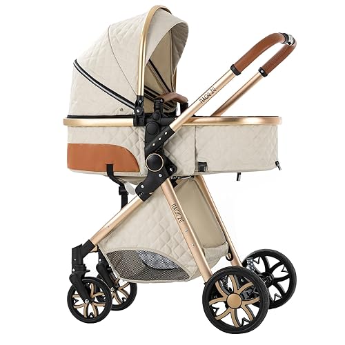 Miniatura 7 de Cochecito de bebé 2 en 1, cochecito plegable convertible para recién nacido, carrito estándar, cochecito reclinable que se puede empujar hacia