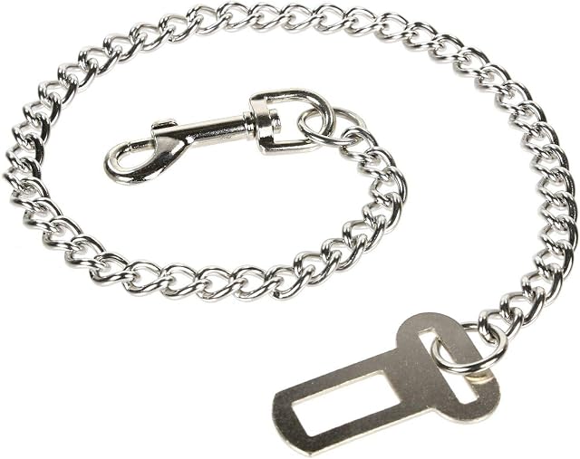 Ezee Paws Metal Chain Dog Seat Belt Chew Proof Strong Safety Restraint (65cm)