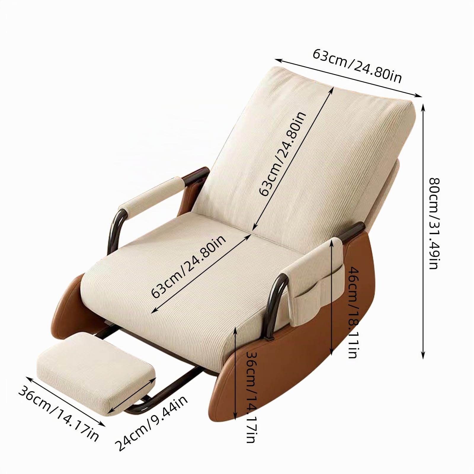 Mecedora, sillón mecedora, sillón con reposapiés, mecedoras con respaldo ajustable en 3 posiciones, silla de lectura, cómoda, suave y elástica, para salón, dormitorio