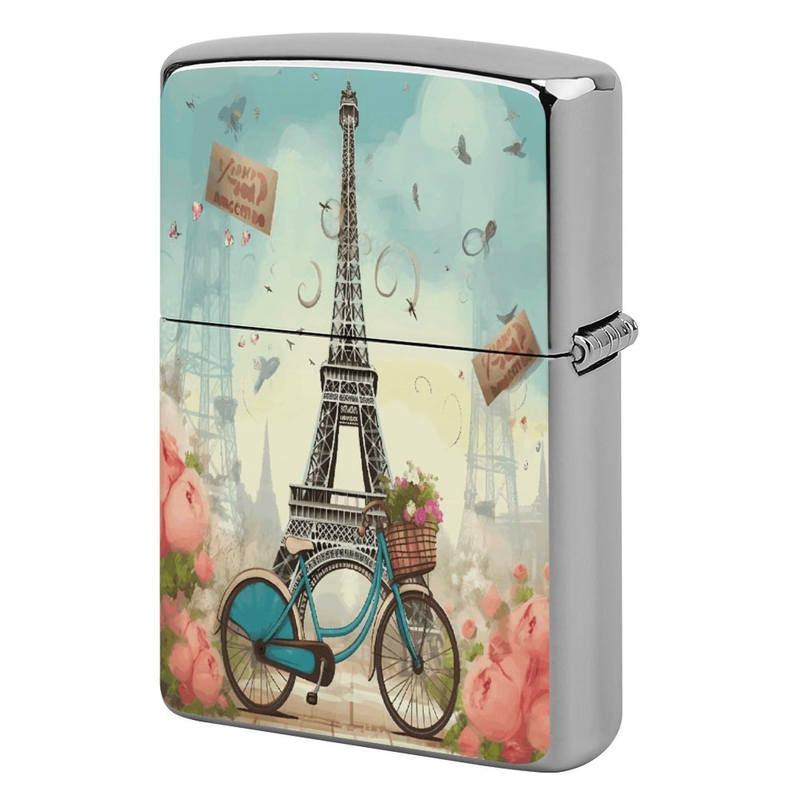 Fodpand Style Eiffel Tower Bike Metal Lighter Case Cover Lighter Sleeve