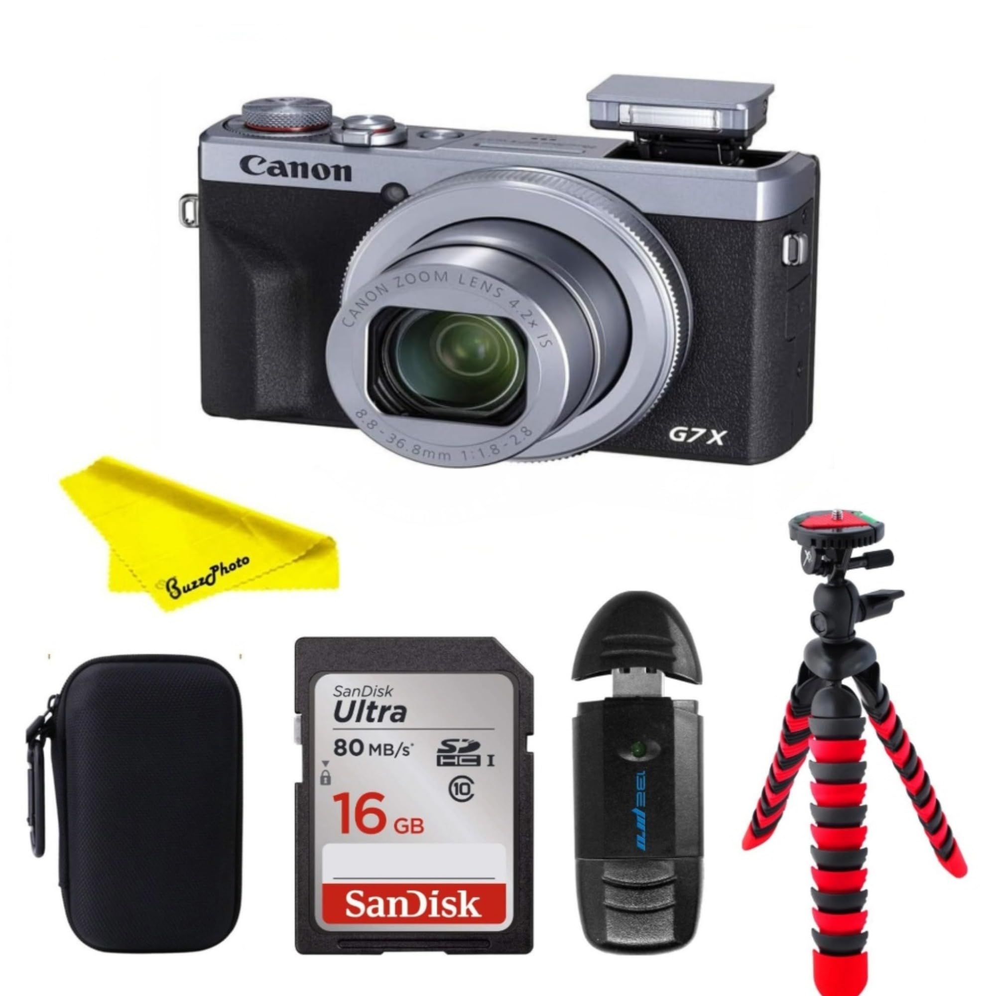 Canon PowerShot Digital Camera [G7 X Mark III] with Wi-Fi &amp; NFC, LCD Screen and 4K Video (Camera w/BuzzPhoto Basic Accessories Bundle, Silver)
