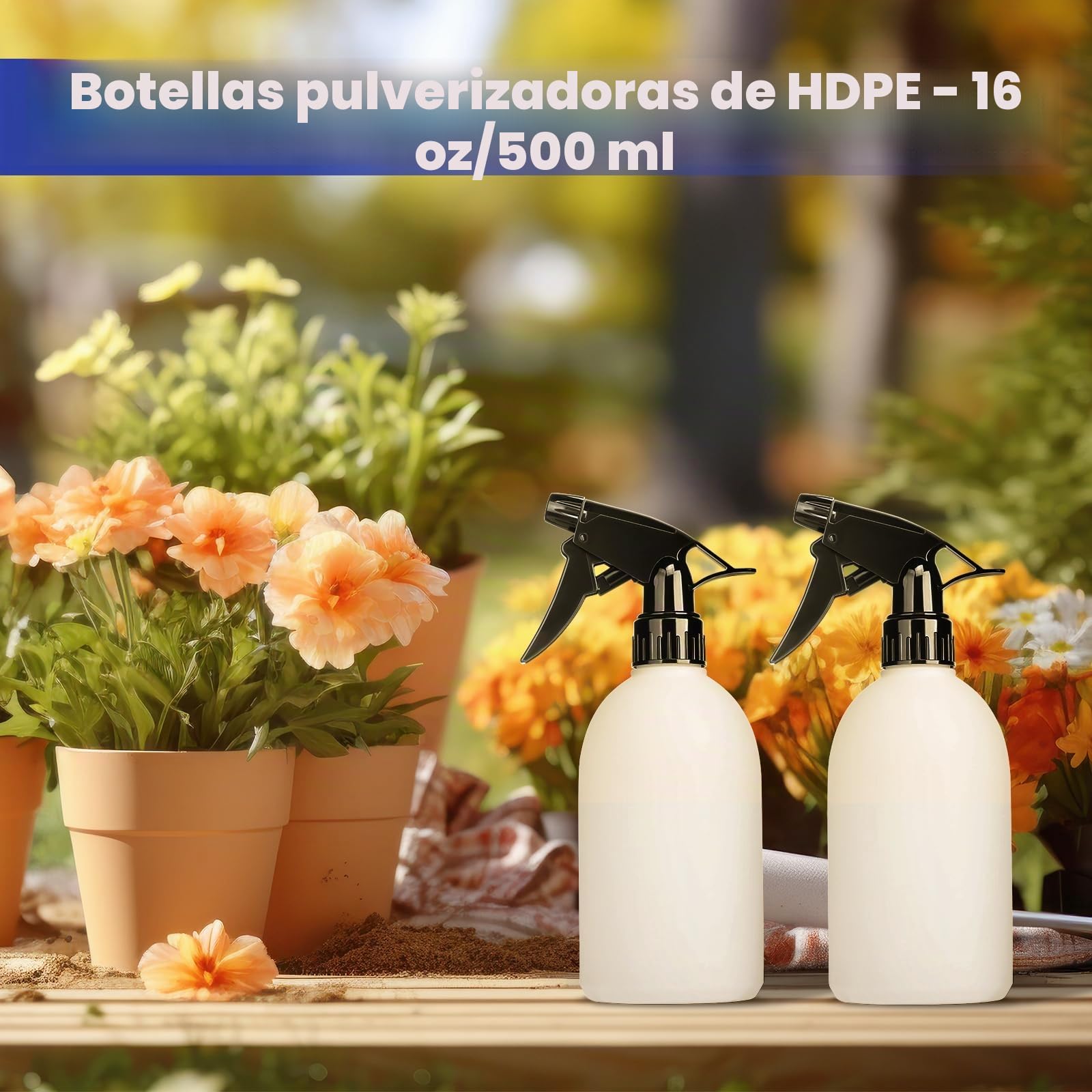 Botellas de spray vacías de 500 ml de polietileno de alta densidad sin fugas, botella de spray vacía para soluciones de limpieza, plantas, blanqueador, vinagre, alcohol