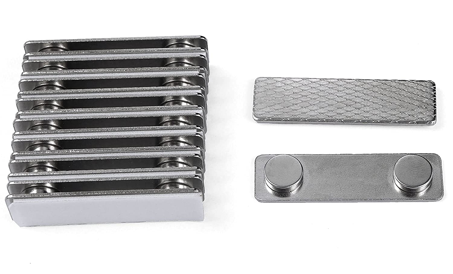 Techmahoday® Strong Steel Name Badge with Two Magnets - Magnetic Tag Stainless Steel Magnetic Name Tag/ID Badge Holder (Silver) (5)