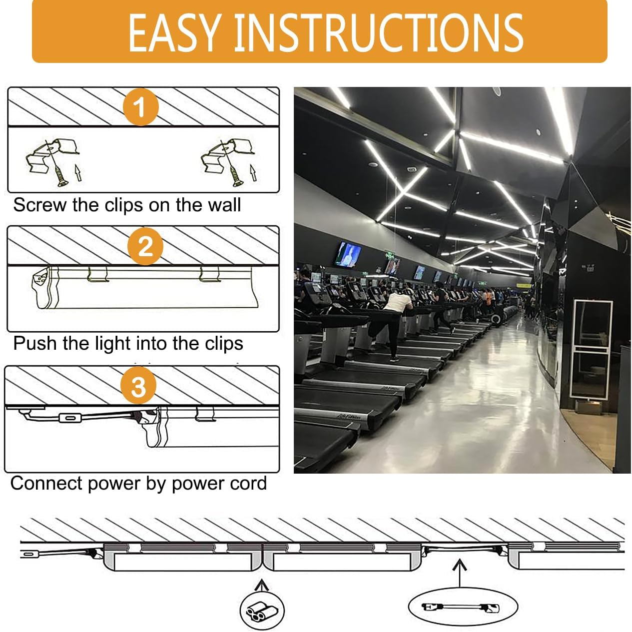 6 Pack T5 Integrated Single Fixture, 4FT 20W Linkable LED Shop Light Clear Cover,White Daylight 6500k 2200lm T5 Tube Lights for Garage Office Warehouse or Under Counter,Plug and Play