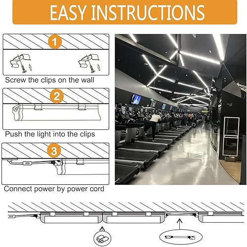 Miniatura 7 de Paquete de 6 lámparas T5 integradas individuales, cubierta transparente de luz LED enlazable de 4 pies y 20 W, luz diurna blanca de 6500 K, 2200