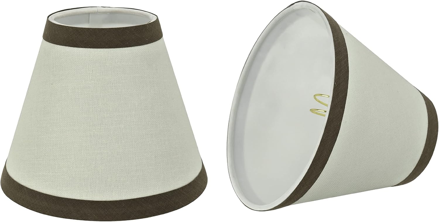 Aspen Creative 32043-2A, Hardback Empire Clip-On Chandelier Lamp Shade, Off-White, 3" Top x 6" Bottom x 5" Slant Height, Set of 2