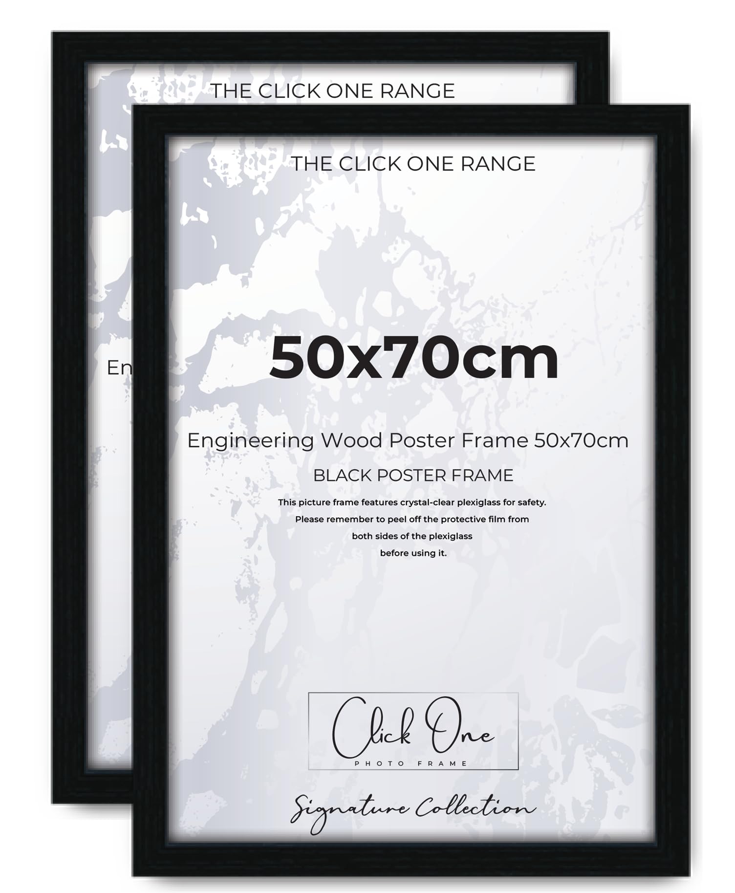 Click-One Black Click One- (Pack Of 2) 50X70cm Picture Frame For Horizontal Or Vertical Wall Mounting Display- Eton Wood Finish-With Styrene Shatterproof Perspex Sheet-[ Frame]