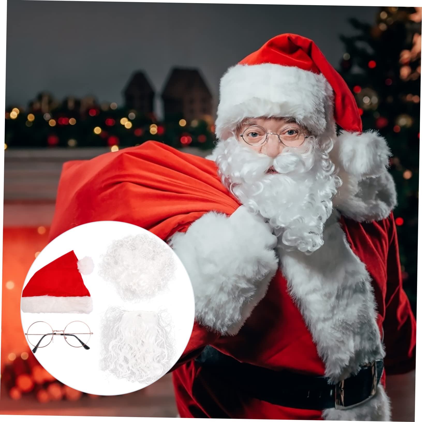 SHERCHPRY 2 zestawy akcesoriów Świętego Mikołaja, kostium Świętego Mikołaja, profesjonalny kostium Świętego Mikołaja, rekwizyty fotograficzne, czapka pani Święty Mikołaj, artykuły imprezowe, cosplay,