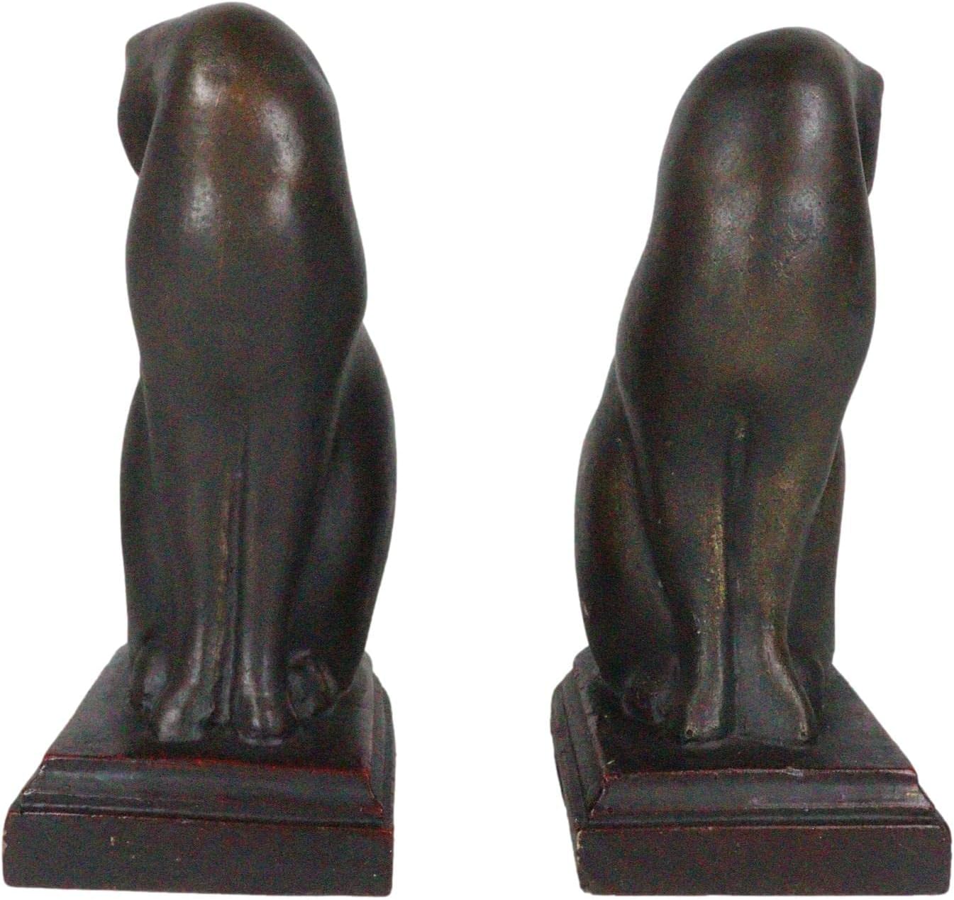 Ebros Gift Adorable Feline Cats Curling Their Heads Backwards Resin Bookends in Faux Bronze Patina Finish Abstract Cat Artistic Figurines Set of 2
