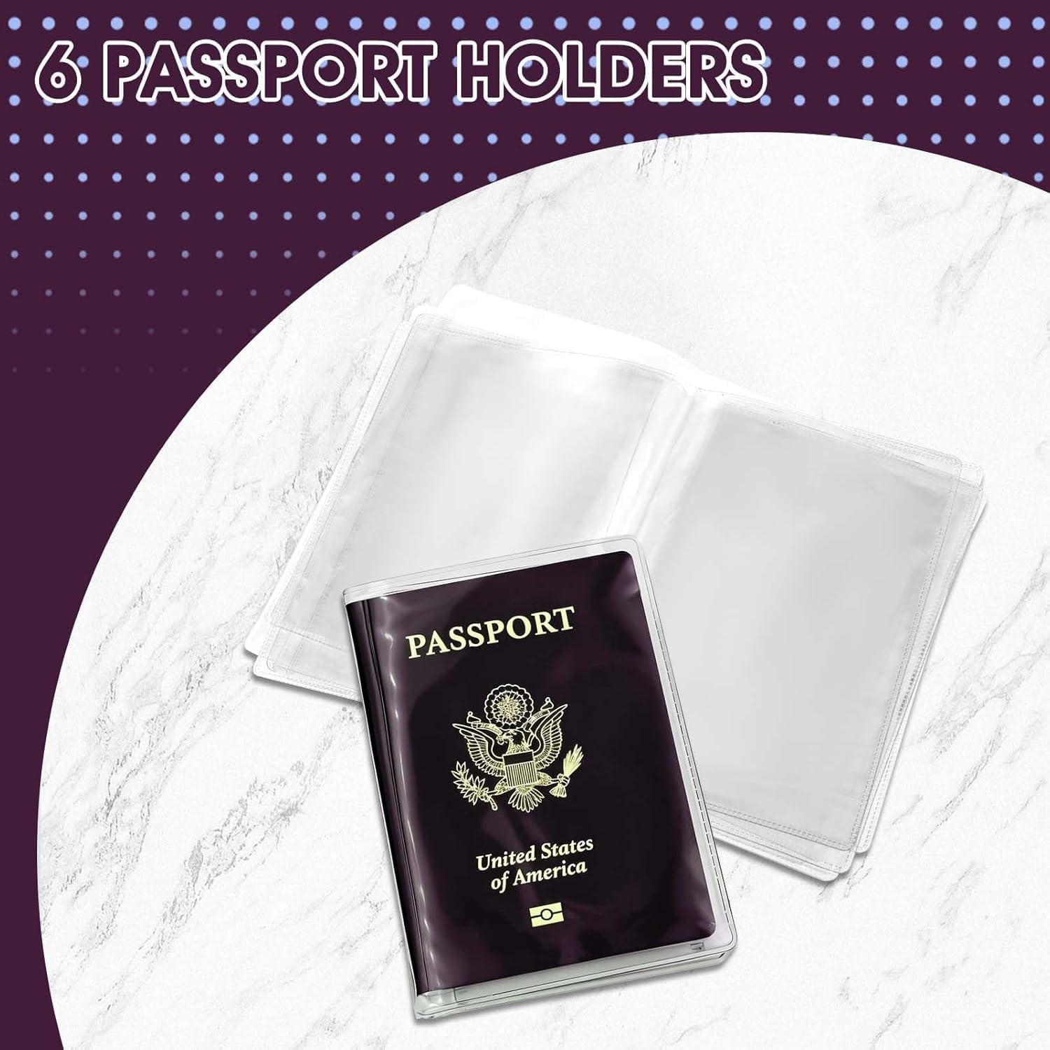 6 Pcs Passport Cover Clear Plastic Passport Protector | Waterproof, For Travel Family, ID Card Document Organizer, Book Holder Sleeves