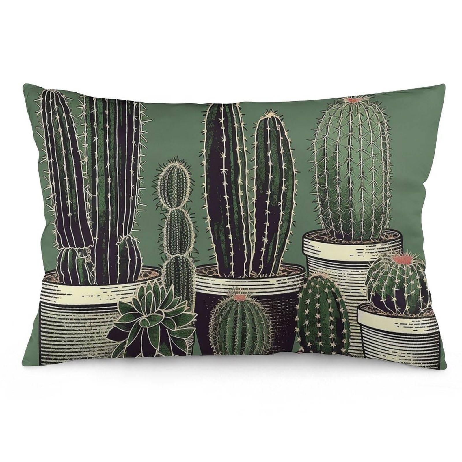 NTVOWPZO 2 Pack Decoration Throw Pillow Covers 12 "x20 Pillowcases Covers Green Cactus Pillowcases Modern Farmhouse Home Decor Sofa Cushions Covers for Couch Bed Living Room
