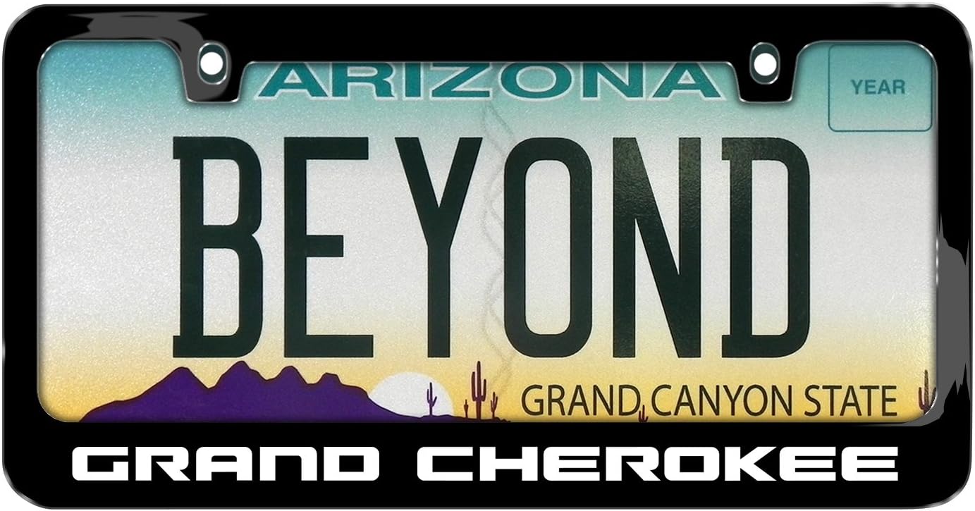 iPick Image for Jeep Grand Cherokee UV-LED Printed American-Made Black Metal License Plate Frame