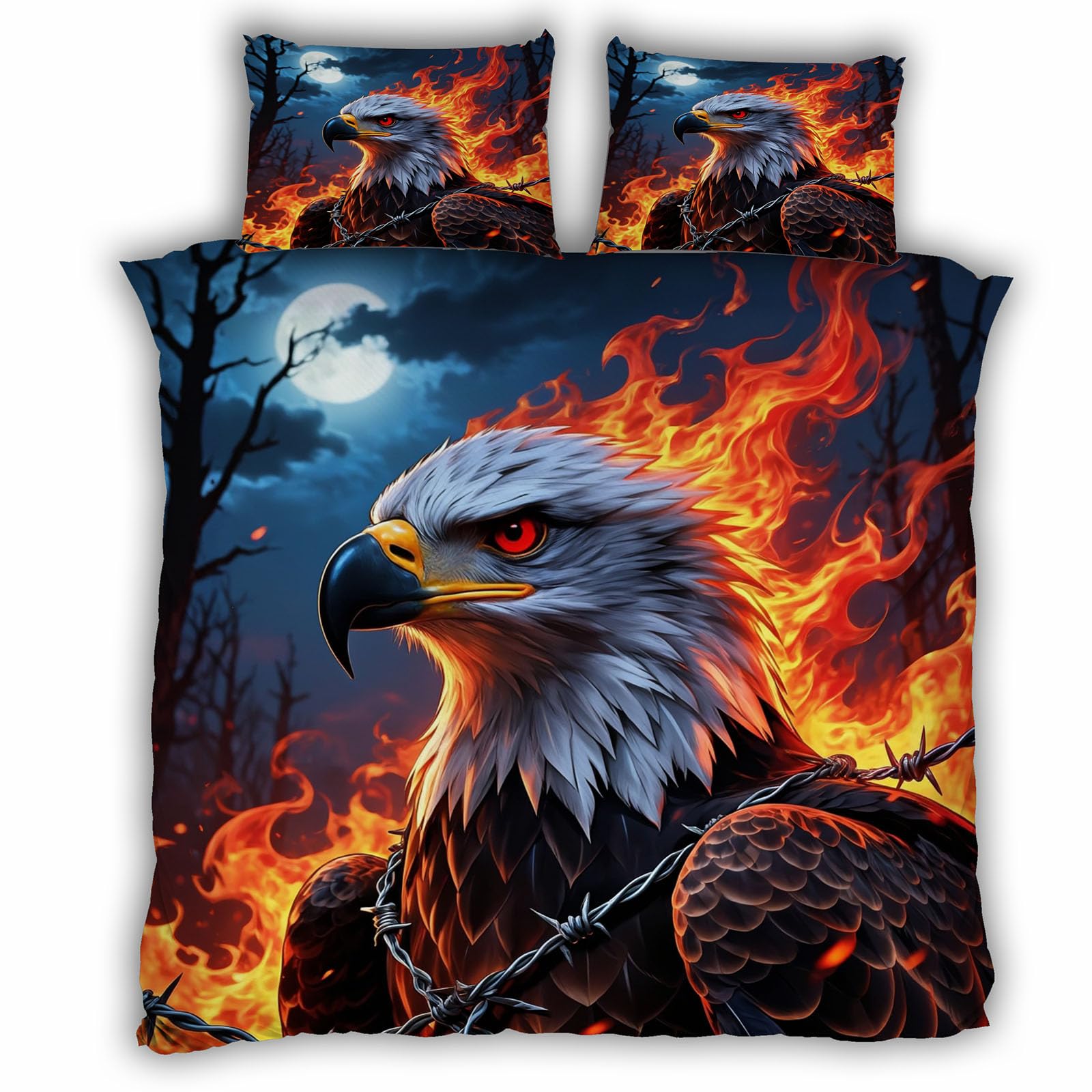 Parure de lit aigle 3D pour lit double 200x200 en microfibre douce style nature