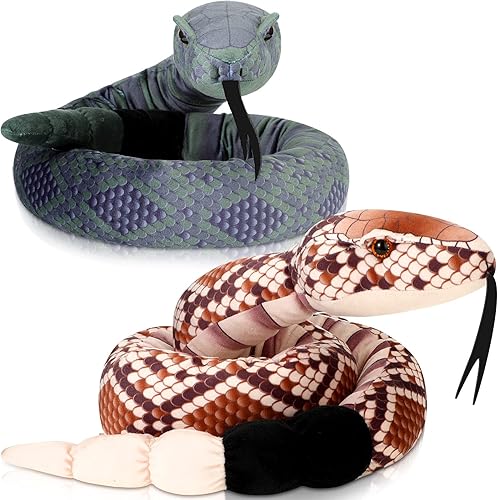 2 piezas de juguete de peluche de serpiente de cascabel 54 pulgadas serpiente realista serpiente gigante serpiente de peluche grande serpiente de 2 piezas de juguete de peluche de serpiente de cascabel 54 pulgadas serpiente realista serpiente gigante serpiente de peluche grande serpiente de