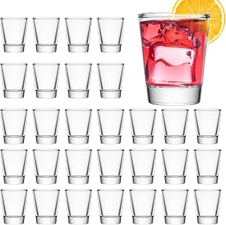 Mfacoy 30 Pack 1.5oz Clear Shot Glasses with Heavy Base - Bulk Durable Glass for Whiskey, Tequila, Vodka, Parties & Bars