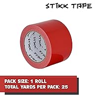 Vista 3 de STIKK Cinta de Conducto - Cinta de Conducto Roja - 3 pulgadas x 25 yardas - Cinta Resistente para Reparaciones, Proyectos Domésticos - para HVAC