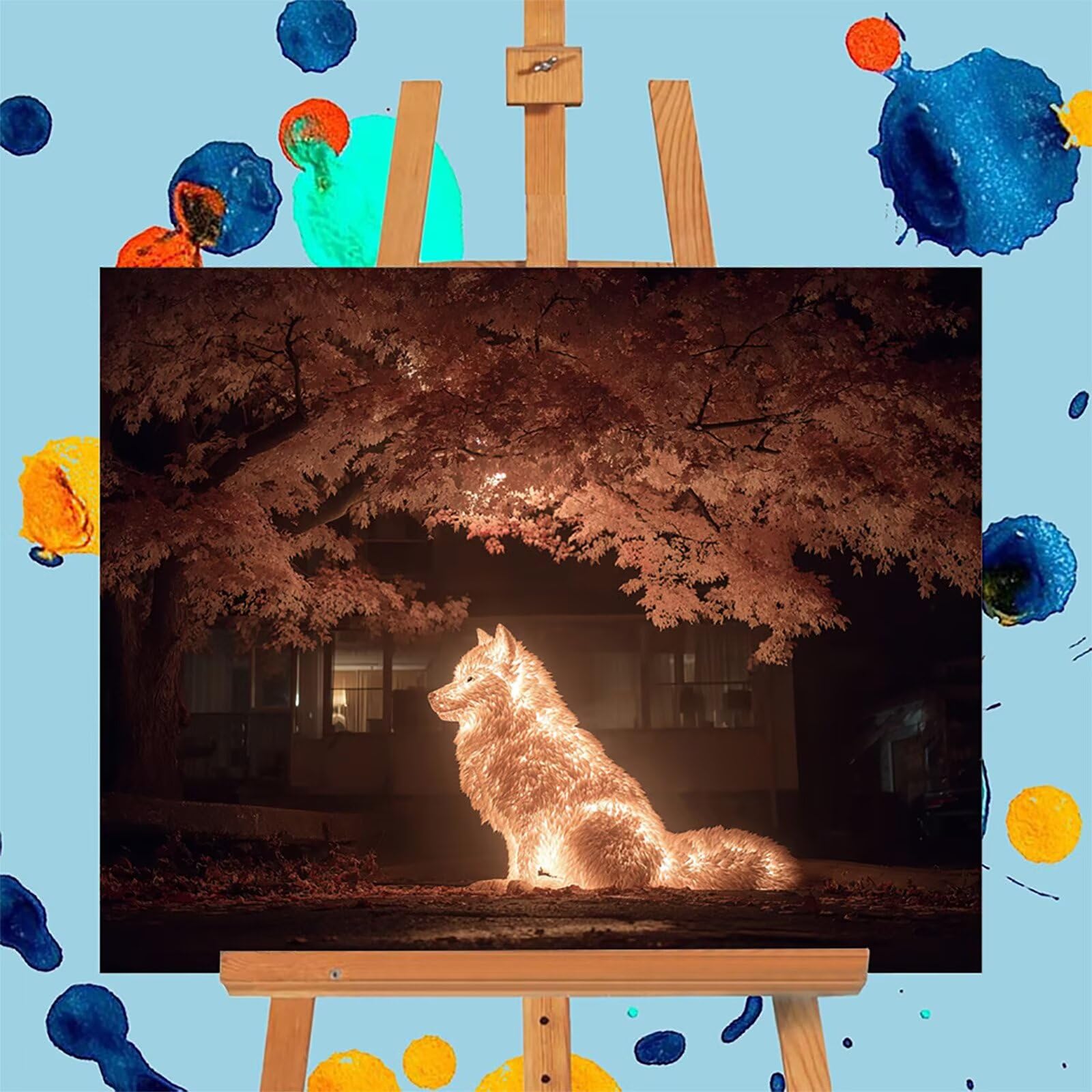 Wolf Dipingere con i Numeri Adulti, Paint by Numbers Kit Albero, Dipingere con i Numeri con Pennelli e Vernice Acrilica, Passatempo per Adulti, Primavera Decorazione, Regalo Ragazza, 135x100cm 3-3263