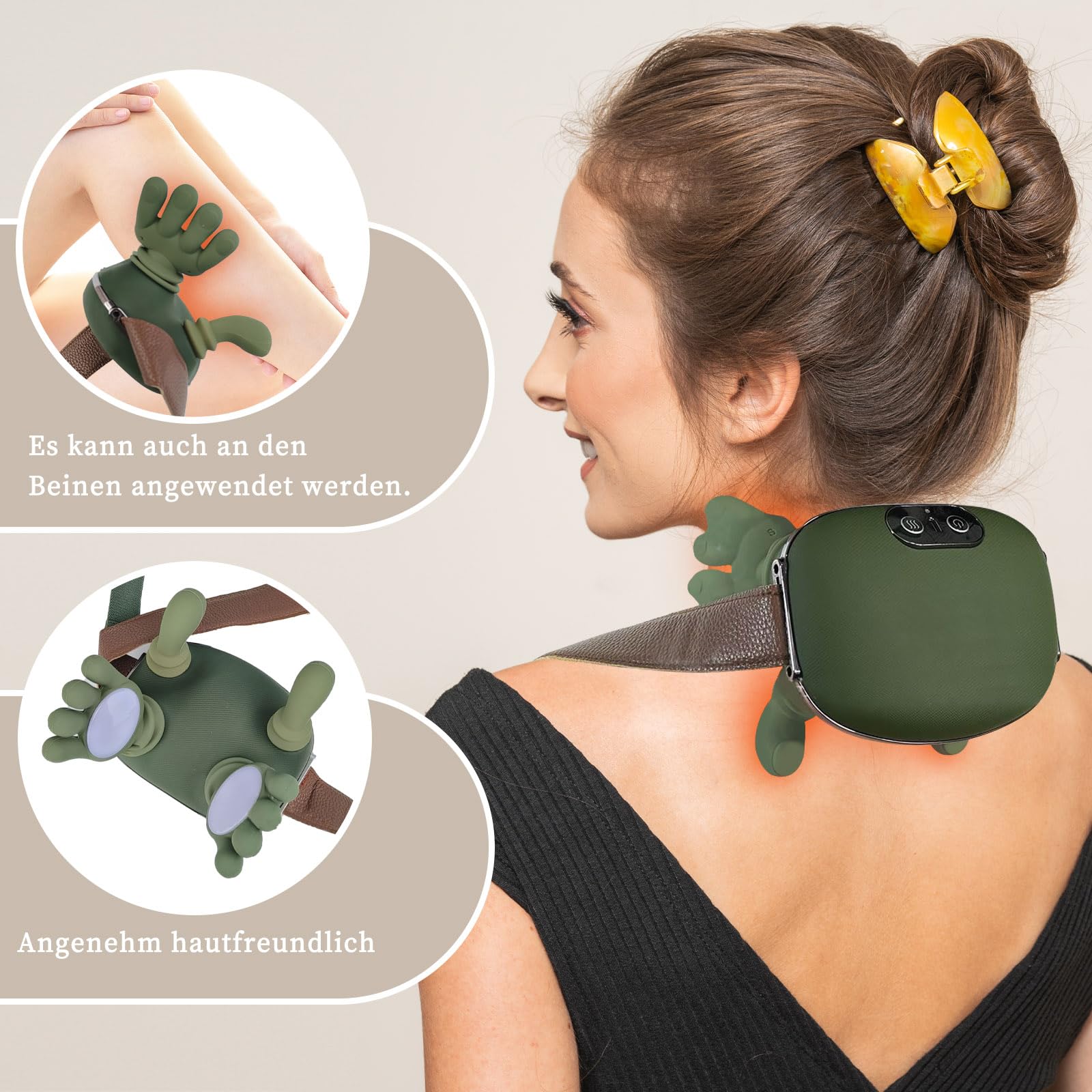 Appareil de massage pour les épaules et la nuque, masseur de nuque 4D, masseur de nuque avec fonction chauffante, pour soulager les douleurs aux épaules et à la nuque, portable et rechargeable pour la