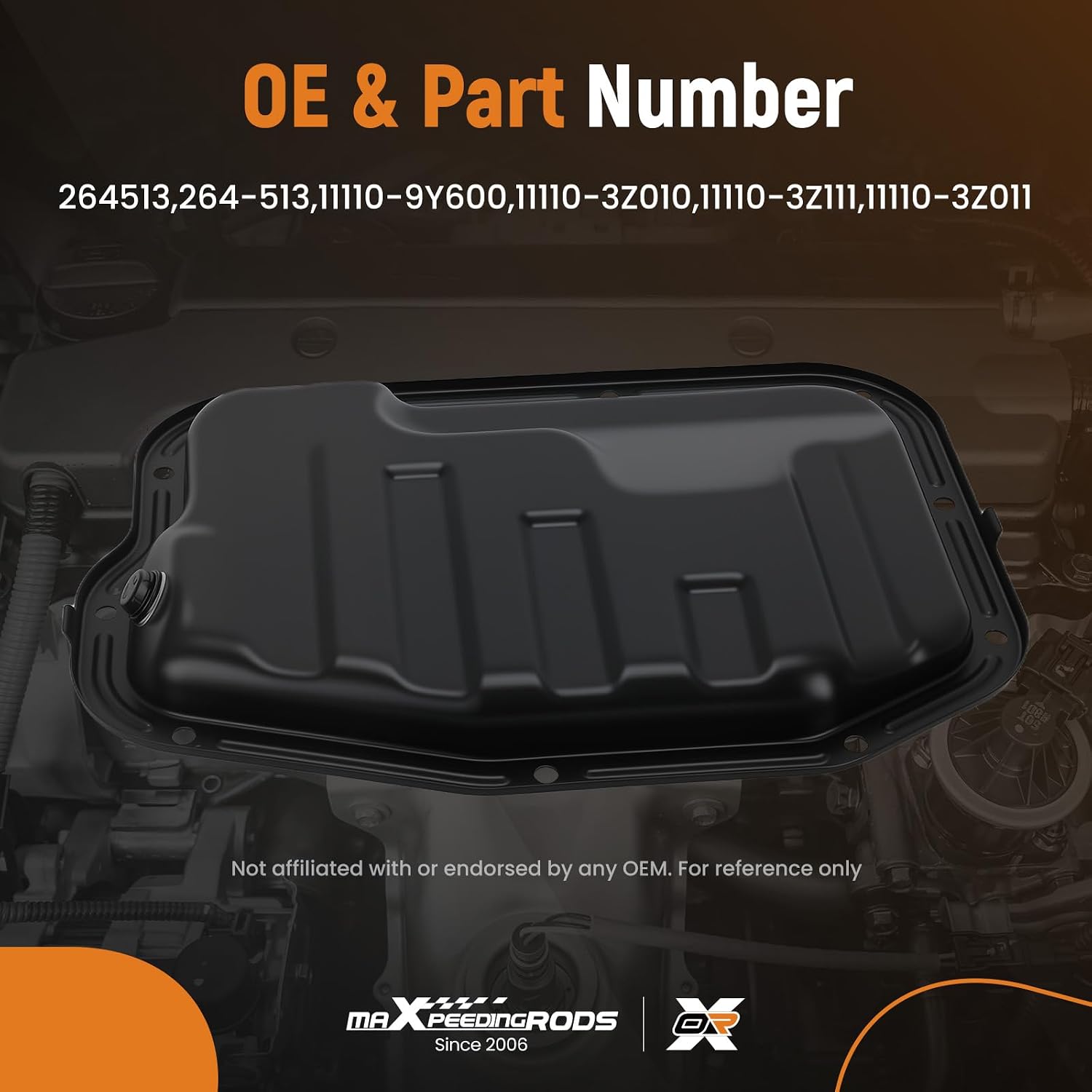 maXpeedingrods Engine Oil Pan with Gasket 264-513 Fits for Nissan Altima L4 2.5L Lower 2002-2006, for Nissan Sentra L4 2.5L Lower 2002-2006# 11110-9Y600 11110-3Z010 11110-3Z011