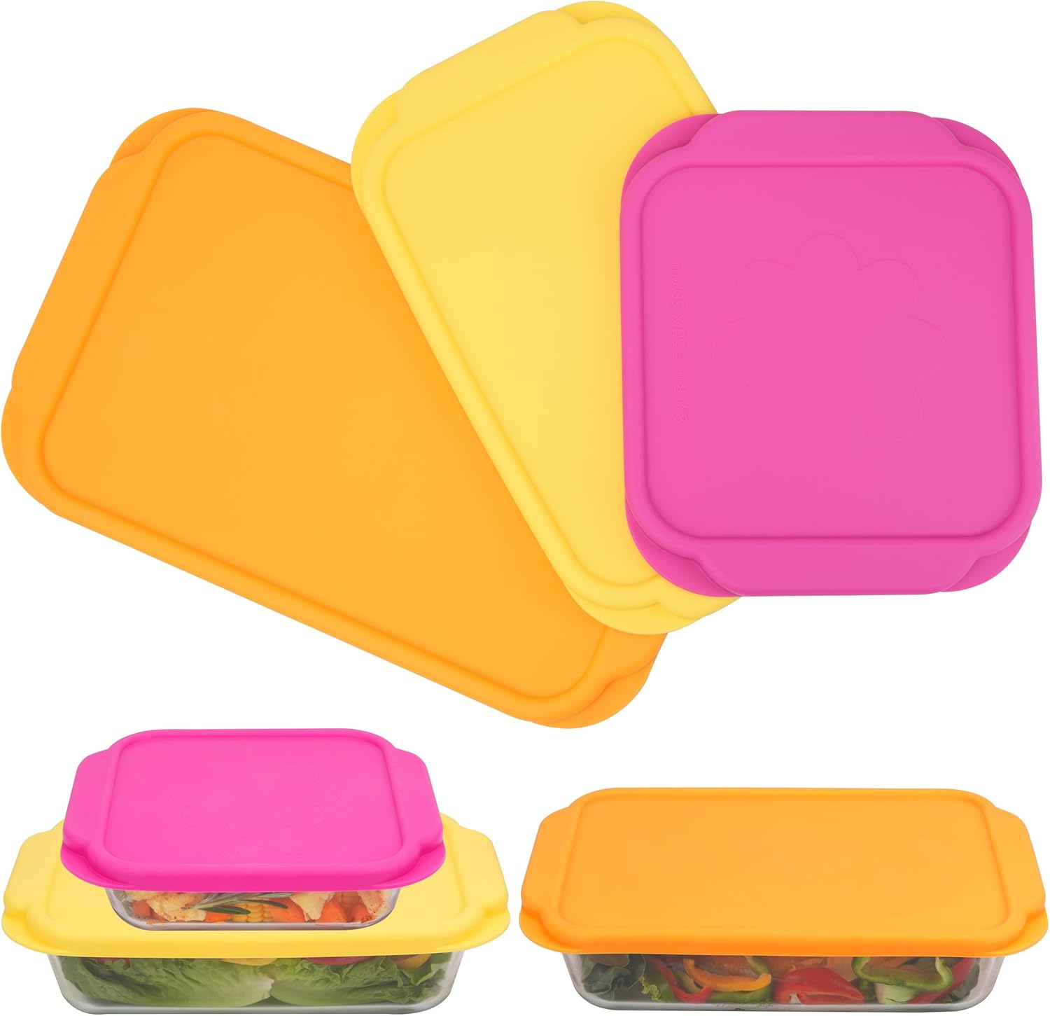 Silicone Lids for Pyrex 222丨232丨233丨222-D丨232-D丨233-D Glass Baking Dish, 3 Pack Silicone Lids for Pyrex Glass Baking Dish, Dishwasher & Freezer & Microwave Safe (Baking Dish Not included)