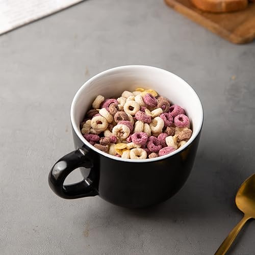 Miniatura 8 de Tazas de sopa de cerámica con tapa, tazas de sopa de 24 onzas con Hanlde para café, cereales, ensalada, fideos, té, tazones de sopa, aptos para