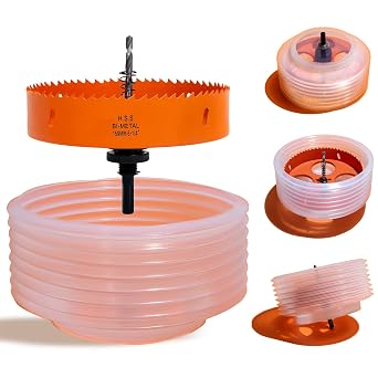 6-1/4" Hole Saw for Recessed Lights, with Dust Bowl Catcher | 6.25 inch Bi-Metal Hole Cutter for 6" LED Can Lighting, Wood, Drywall, Plastic & Metal, Less Mess