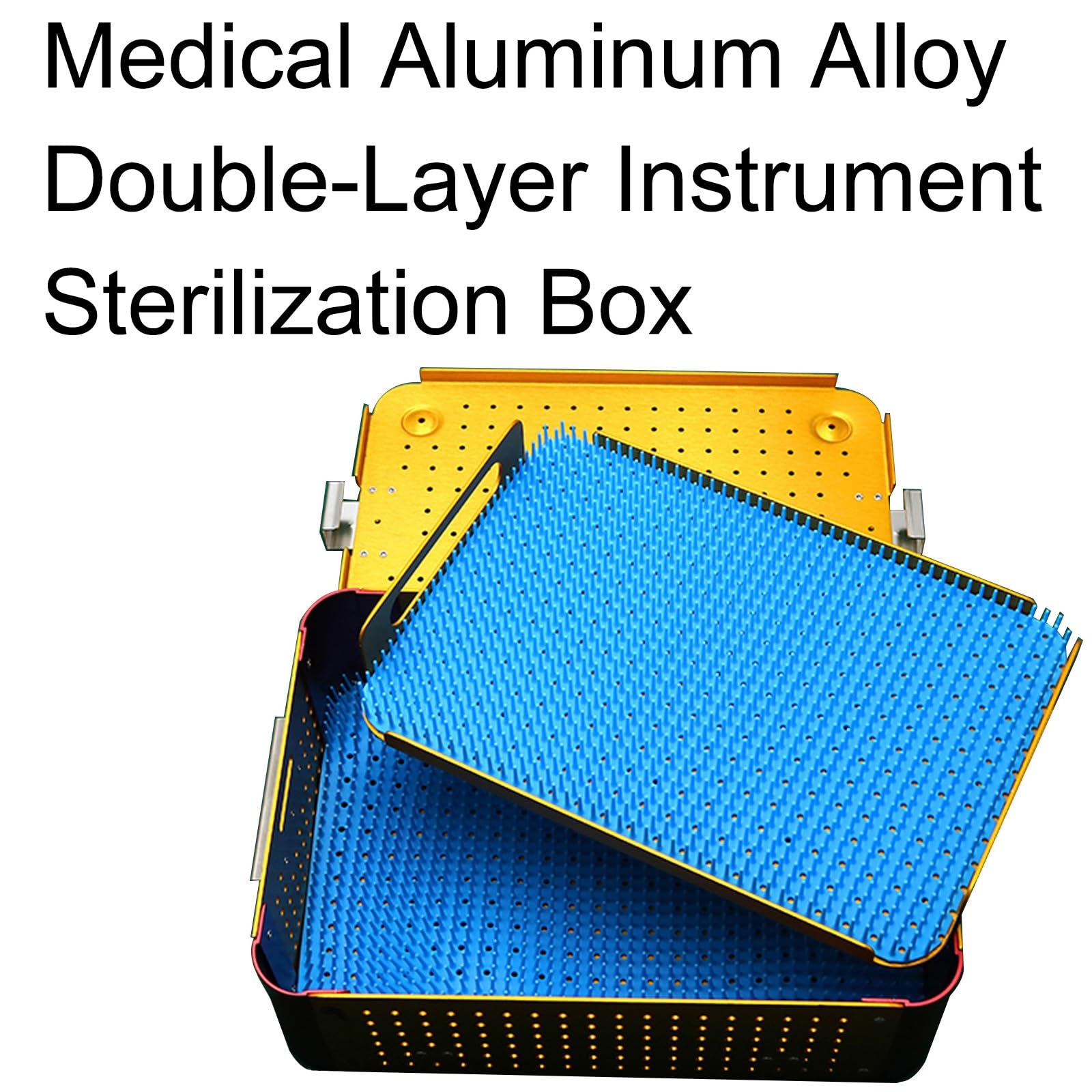 Caja De Esterilización De Instrumentos Médicos De Aleación De Aluminio De Doble Capa Con Almohadilla De Silicona,cirugía,caja De Esterilización De Instrumentos Quirúrgicos