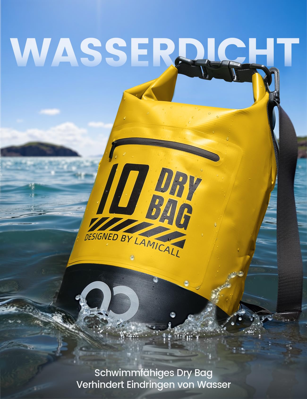 Lamicall Dry Bag, wasserdichte Tasche - [Robust & Kratzfest] 5L/10L/20L/30L/40L Rucksack Wasserdicht Beutel, Waterproof Bag Drybag für Wassersport/Strand/Bootsport, Freie 100% wasserfeste Handyhülle