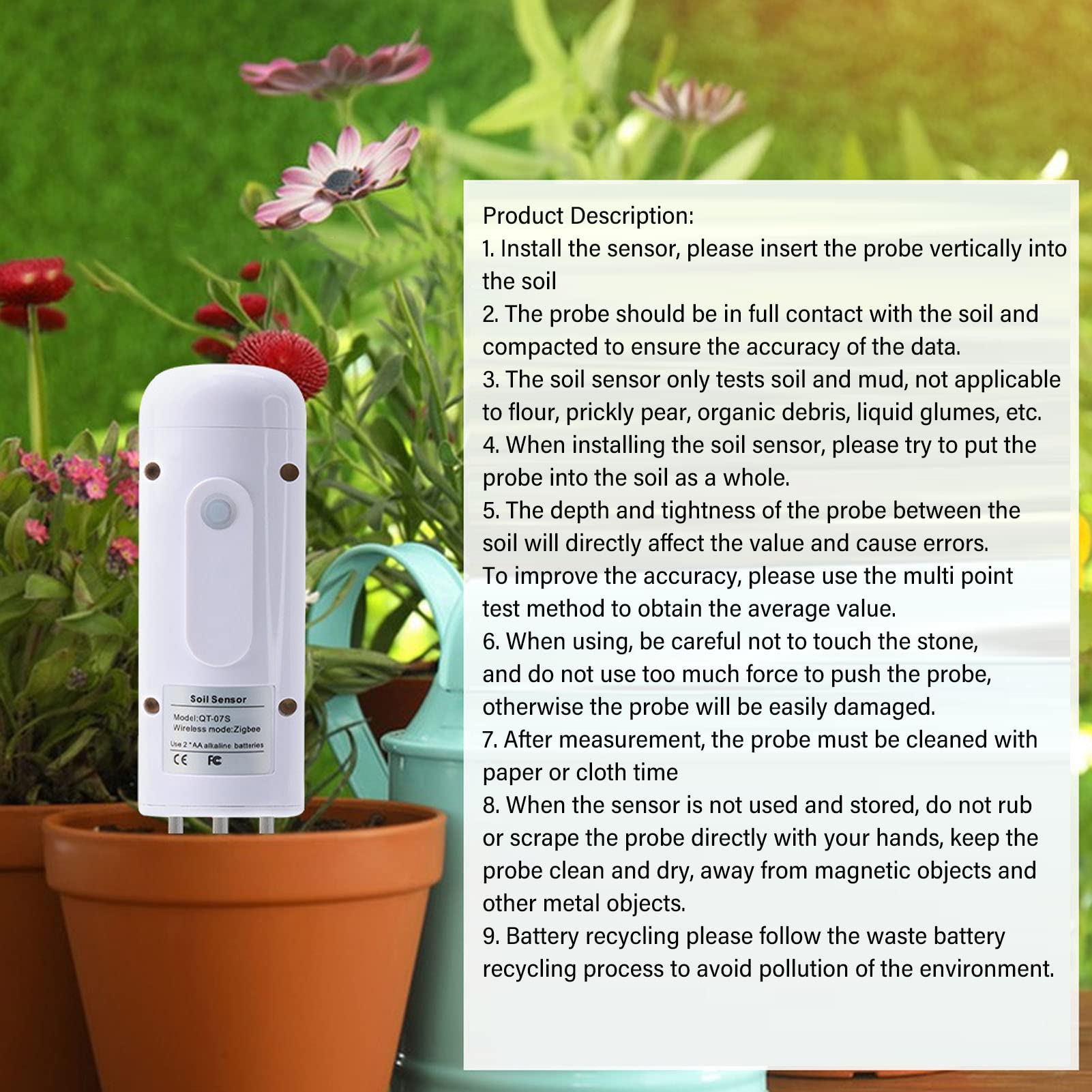 Humidimètre de Sol en Acier Inoxydable, Moniteur D'eau de Plante à Haute sensibilité pour les Jardiniers Domestiques